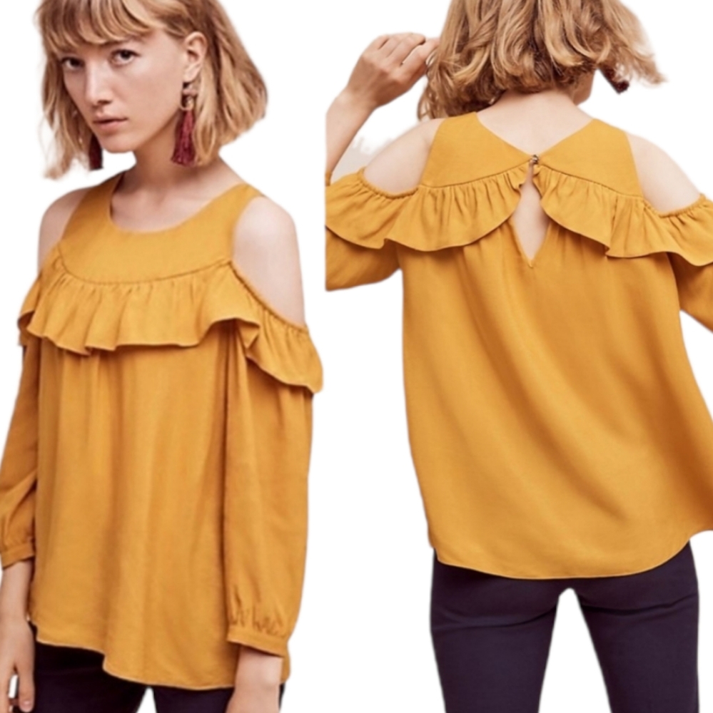 Antropology Maeve *Ruffle Open Shoulder Top Size:8
